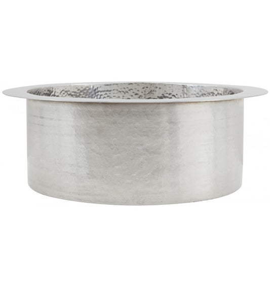 Thompson De La Cruz 17 inch round hand-hammered stainless steel bar and prep sink, PU-1708HSS