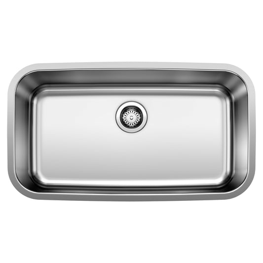 BLANCO Stellar 28" Single Bowl Undermount Stainless Steel Kitchen Sink top view showing spacious interior basin.