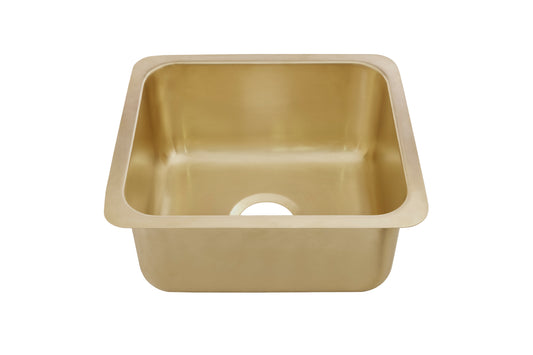 Thompson Rivera smooth semi-satin brass bar and prep sink KPU-1715SSB, angled view