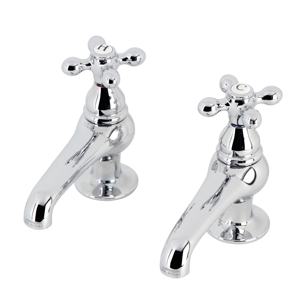 Kingston Brass CC7L8 Vintage Basin Tap Faucet with Metal Cross Handle, showcasing hot and cold water taps in polished chrome finish.