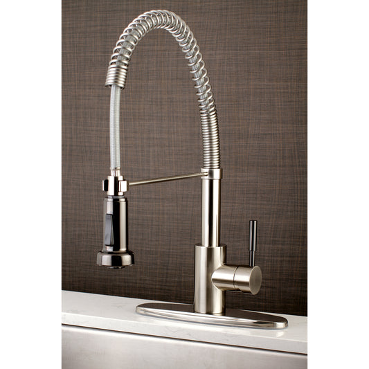 Gourmetier GSY8888DKL Kaiser Single-Handle Deck-Mount Pre-Rinse Kitchen Faucet, Brushed Nickel/Black Stainless Steel