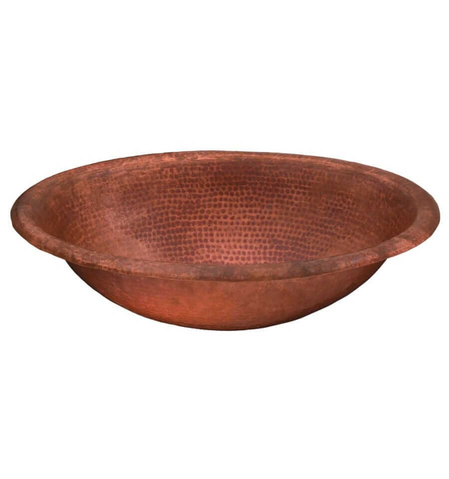 Thompson Huacana 19" Handcrafted Fired Copper Oval Bathroom Sink - 20P showcased in a dramatic design.
