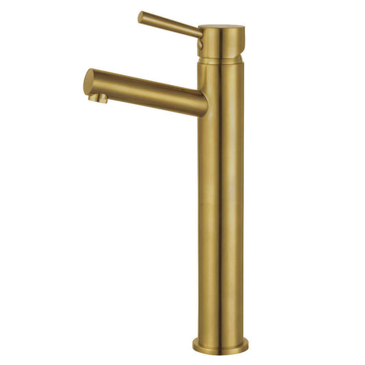 Fauceture LS8413DL Concord Single-Handle Vessel Sink Faucet, Brushed Brass, right side view showing elegant spout design.