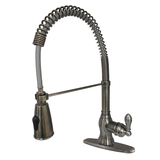 Gourmetier GSY8894ACL American Classic Single-Handle Deck-Mount Pre-Rinse Kitchen Faucet, Black Stainless