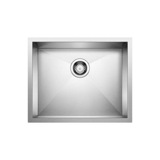 BLANCO Quatrus R0 22" Single Bowl Undermount Stainless Steel Kitchen Sink - top view of sleek design.