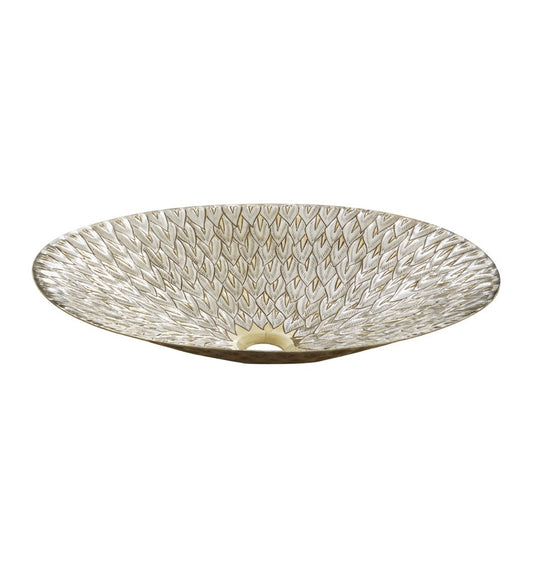 Thompson Puebla Pavone 19" Brass and Nickel Peacock Texture Oval Bathroom Sink - BOV-1917P