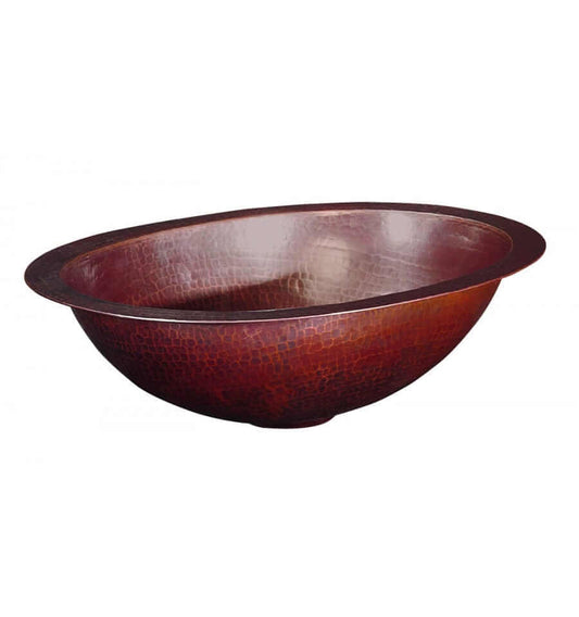 Thompson Huacana 12" Aged Copper Bath Sink - BOU-1209BC, handcrafted oval design with a striking aged copper finish.