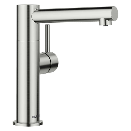 BLANCO Alta II Low Arc Beverage Faucet Compatible with Reverse Osmosis Systems in polished stainless steel.
