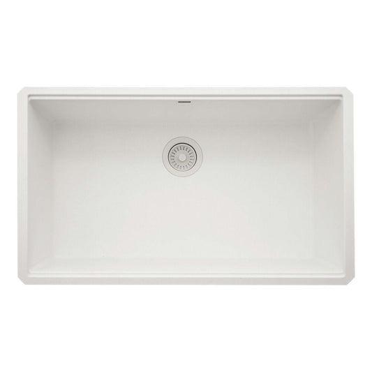 Ruvati 32" undermount epiGranite kitchen sink with center drain on a white background