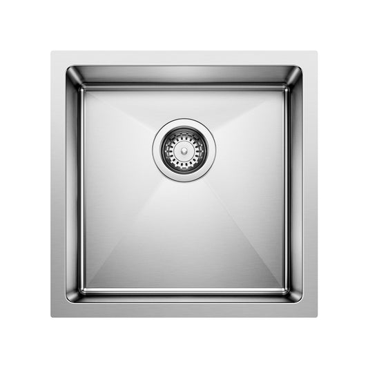 BLANCO Cuvee R15 17" Undermount Stainless Steel Bar Sink, featuring a heavy-duty square design for compact installations.
