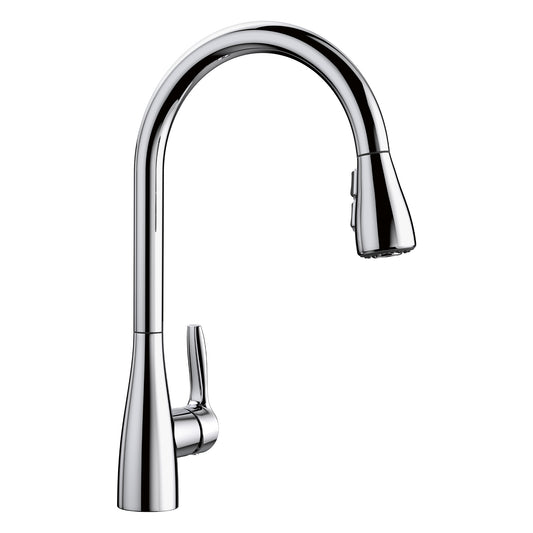 BLANCO Atura Pull-Down Dual-Spray Kitchen Faucet with streamlined design and high-arc gooseneck spout.
