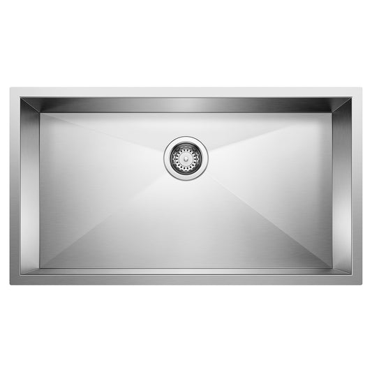BLANCO Quatrus R0 32" Single Bowl Undermount Stainless Steel Kitchen Sink top view with modern design.