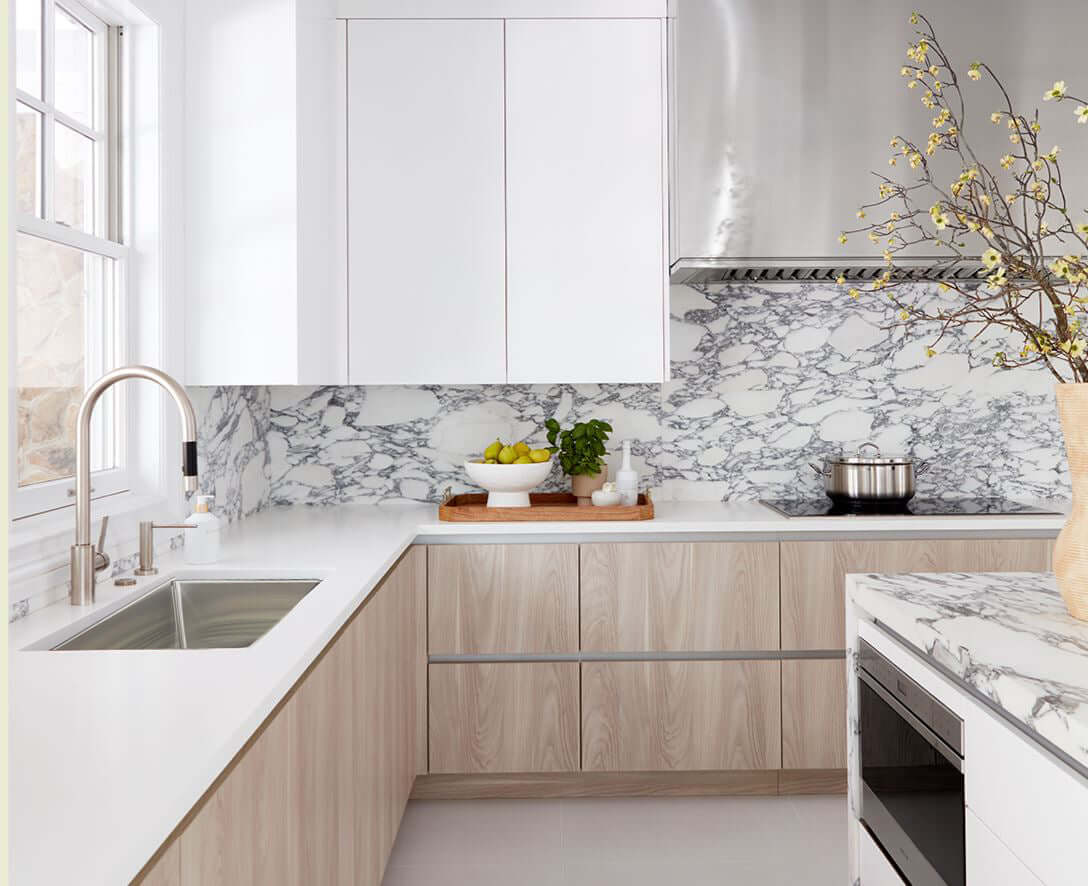 Elegant kitchen featuring Nantucket 32" Pro Series Large Rectangle Single Bowl Undermount Small Radius Stainless Steel Kitchen Sink SR3219-16.