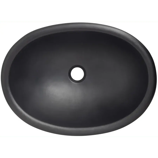 Thompson Huacana 19" Matte Black Copper Oval Bathroom Sink - 20MB, elegant oval basin design for modern bathrooms.