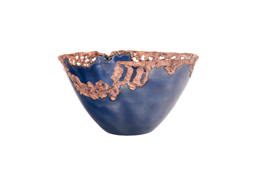 Thompson Molten 14" Winter Blue Glass and Rose Gold Copper Vessel Sink - GLASS-DB14-WINTBLU - view 2