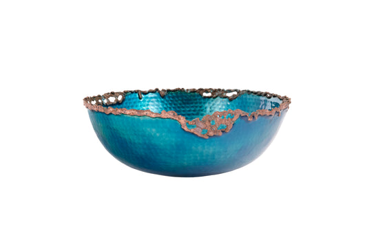 Thompson Molten 14" Turquoise Glass and Rose Gold Copper Vessel Sink - GLASS-LEON-TURQ - view 2