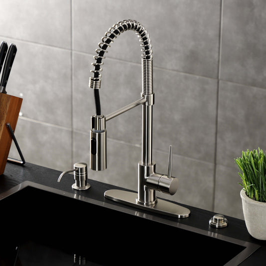 Kingston Brass LS8778NYL New York Pre-Rinse Kitchen Faucet top view showcasing modern design and functionality