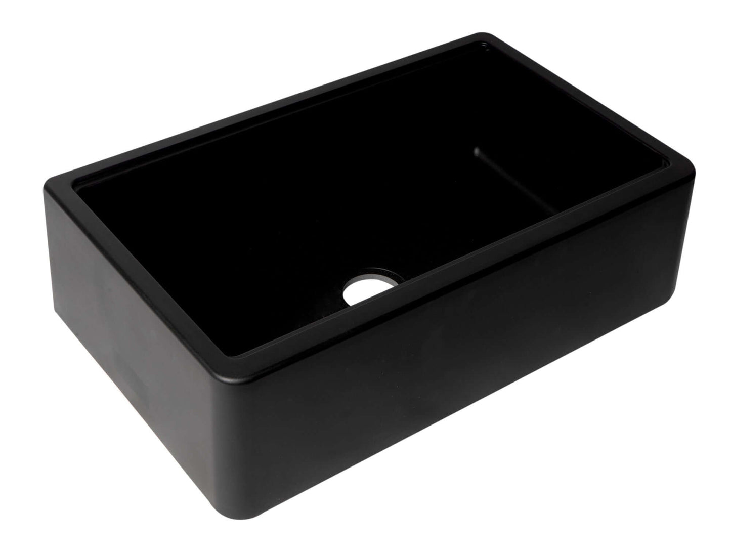 ALFI 33" Granite Single Bowl Farm Sink with Accessories AB33FARM-BLA in sleek matte black granite.