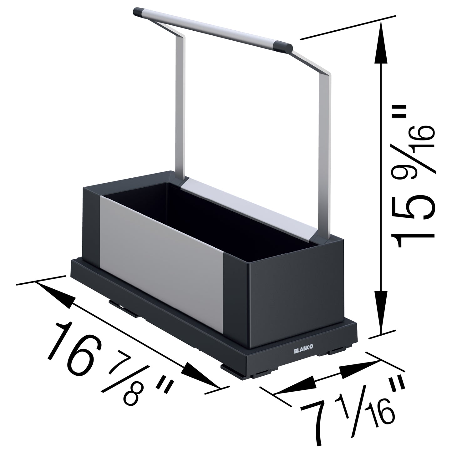 BLANCO Single Under Sink Storage Organizer - compact under-sink caddy with handle and dimensions for efficient storage.