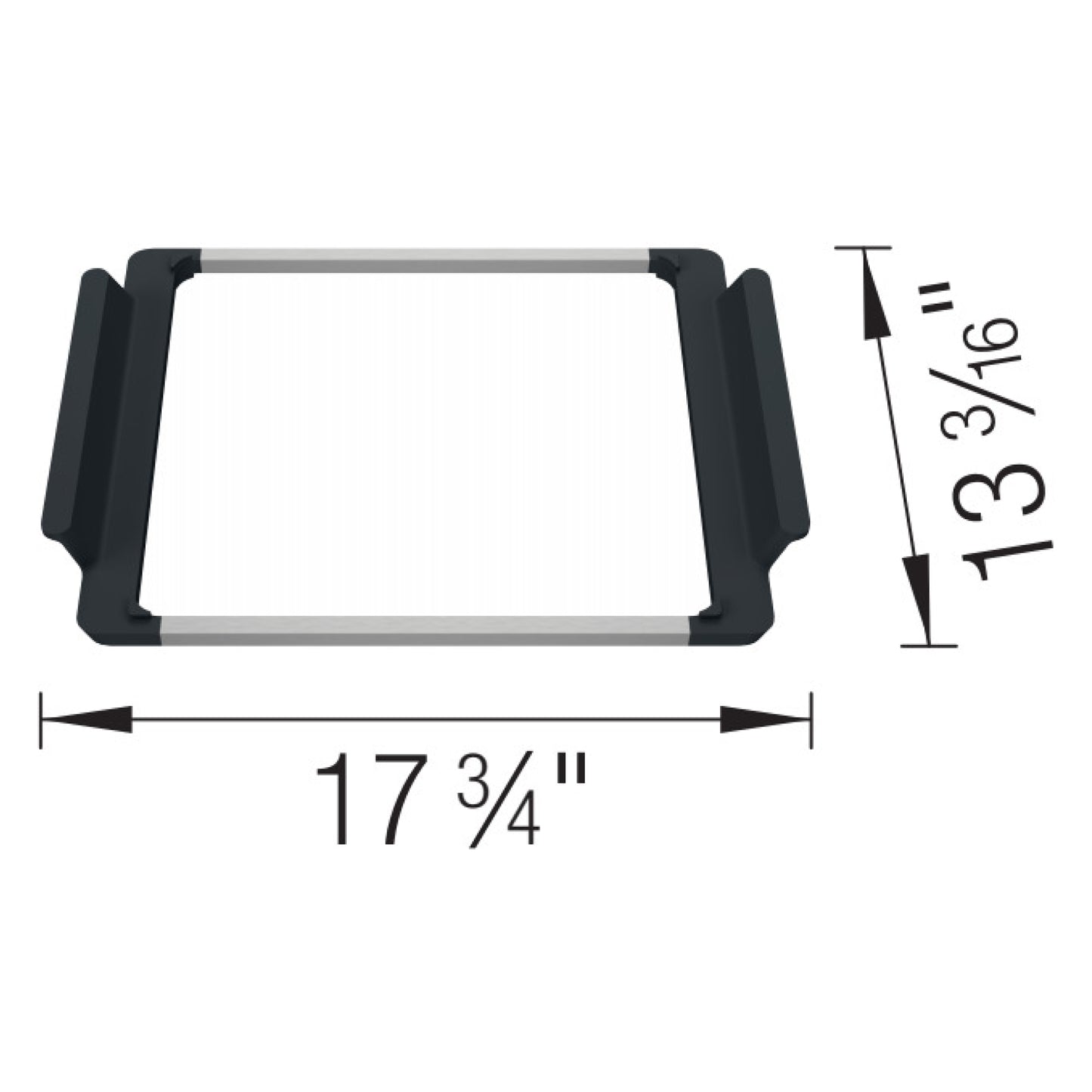 BLANCO Inteos Accessories Holder dimensions illustration, 17¾" x 13⅜" for modular sink organization.