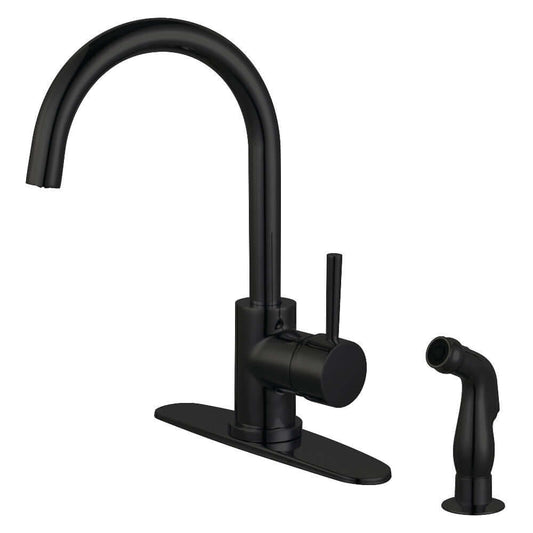 Kingston Brass LS8578DLSP Concord Single-Handle Kitchen Faucet with Side Sprayer, Brushed Nickel, left side view