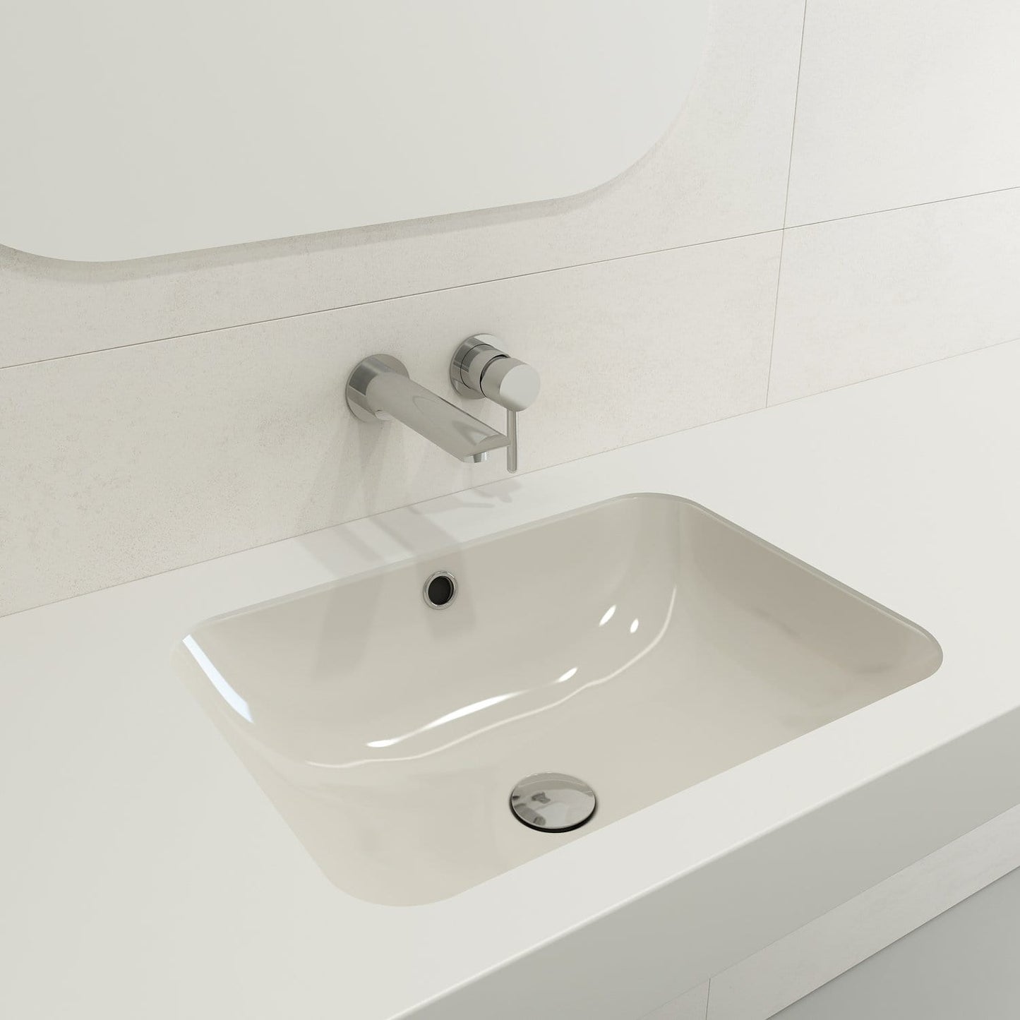 BOCCHI SCALA 21.75" Undermount Sink Fireclay With Overflow in modern bathroom setting