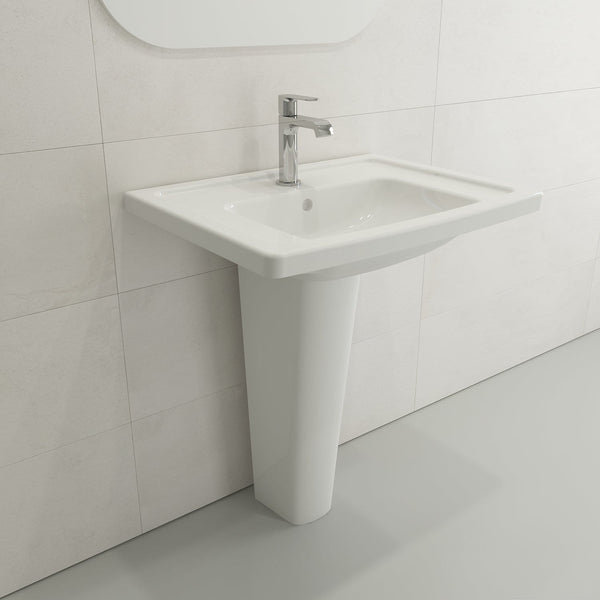BOCCHI TAORMINA 26.25 Wall-Mounted Sink Basin Fireclay 1-Hole With Overflow