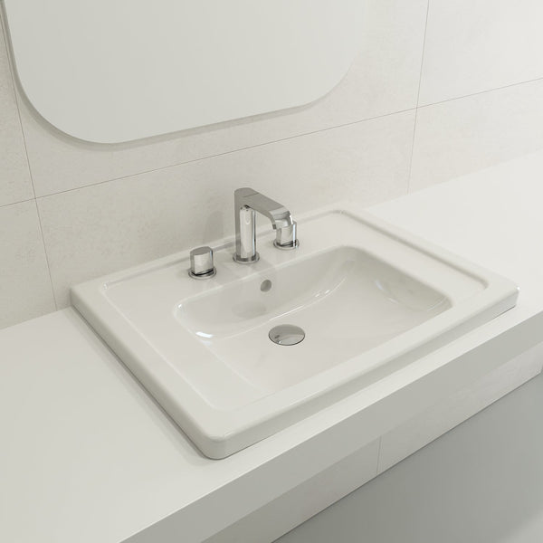 BOCCHI TAORMINA 26.25 Wall-Mounted Sink Basin Fireclay 3-Hole With Overflow