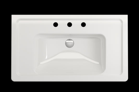 BOCCHI TAORMINA 33.75" Wall-Mounted Sink Basin Fireclay 3-Hole With Overflow