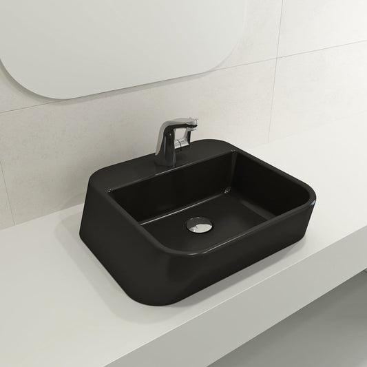 BOCCHI FIRENZE Vessel 19.75" Fireclay 1-Hole installed in a modern bathroom sink design.