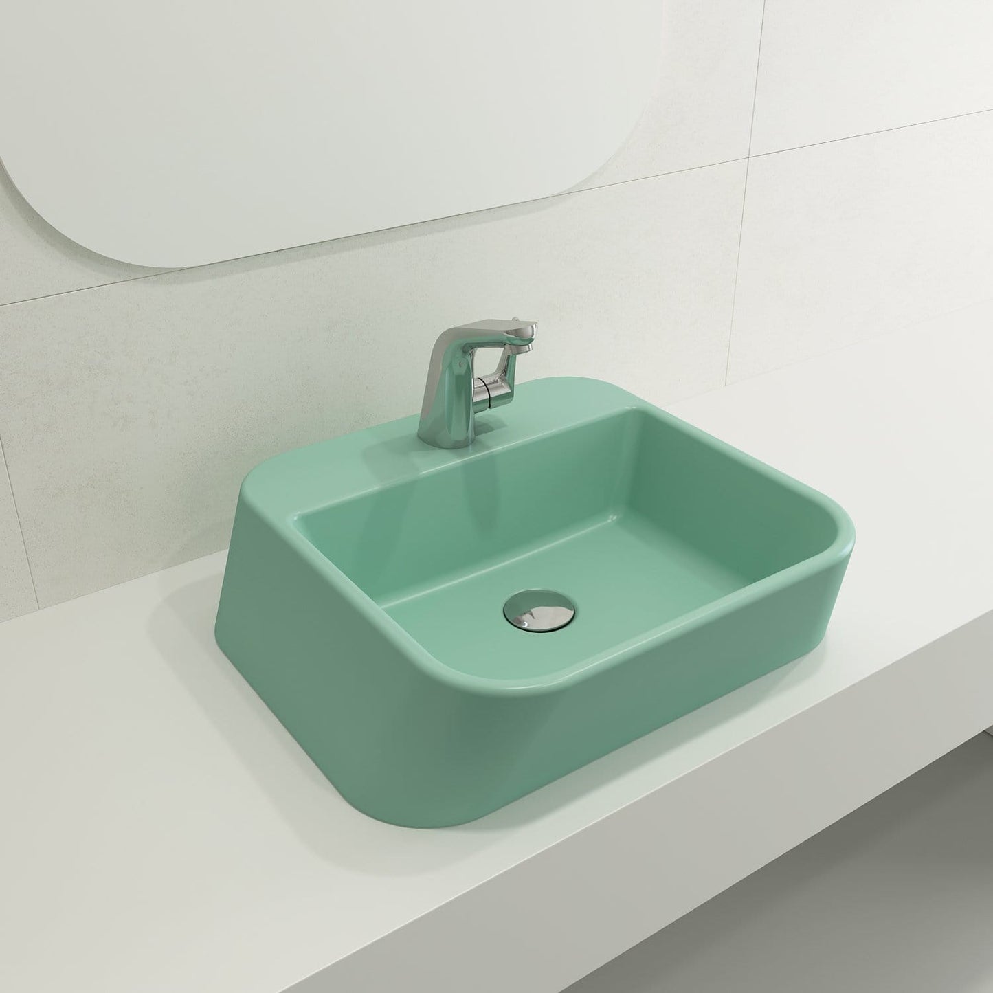 BOCCHI FIRENZE Vessel 19.75" Fireclay 1-Hole green sink design for contemporary bathrooms.