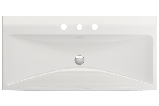 BOCCHI SCALA ARCH 39.75" Wall-Mounted Sink Fireclay 3-Hole top view displaying sleek, modern design.