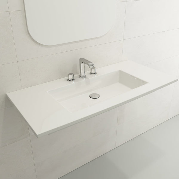 BOCCHI RAVENNA 40.5 Wall-Mounted Sink Fireclay 3-Hole With Overflow