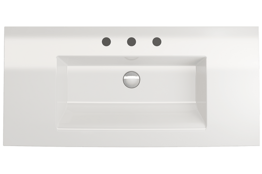 BOCCHI RAVENNA 40.5" Wall-Mounted Sink Fireclay 3-Hole With Overflow view from the top showcasing the elegant design.