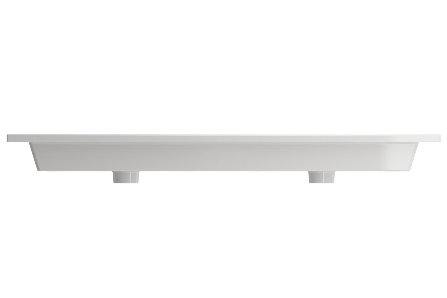 BOCCHI RAVENNA 48" Wall-Mounted Sink Fireclay Double Bowl For Two 1-Hole Faucets With Overflows white side view