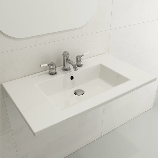 BOCCHI RAVENNA 32.25 Wall-Mounted Sink Fireclay 1-Hole With Overflow