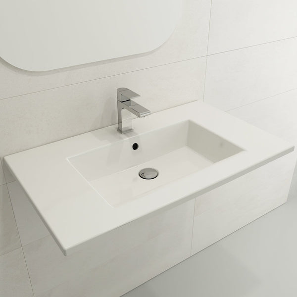 BOCCHI RAVENNA 32.25 Wall-Mounted Sink Fireclay 3-Hole With Overflow
