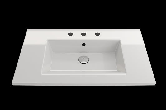 BOCCHI RAVENNA 32.25" Wall-Mounted Sink Fireclay 3-Hole With Overflow