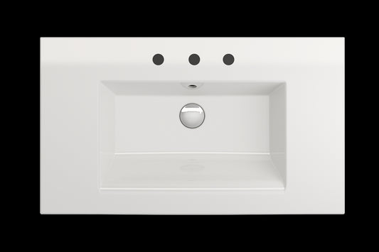 BOCCHI RAVENNA 32.25" Wall-Mounted Sink Fireclay 3-Hole With Overflow