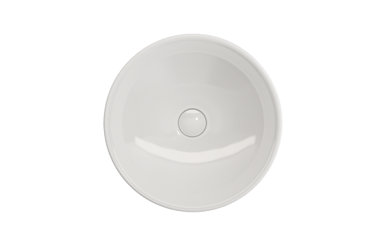 BOCCHI VENEZIA 15.75" Vessel Fireclay With Matching Drain Cover top view of classic round sink