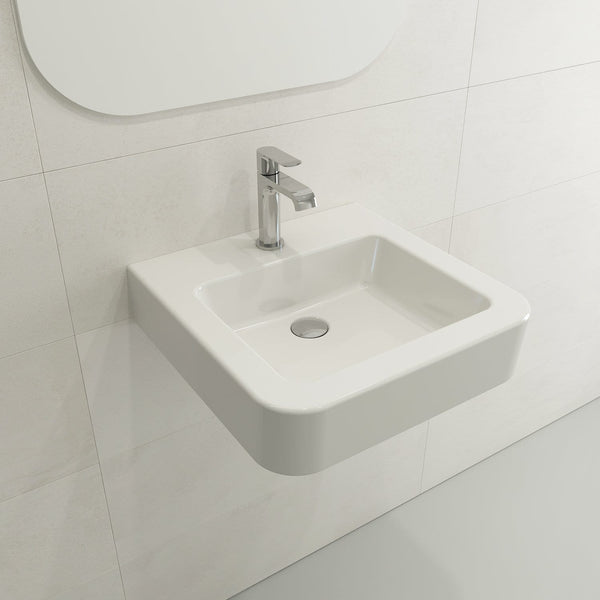BOCCHI PARMA 19.75 Wall-Mounted Sink Fireclay in. 1-Hole With Overflow