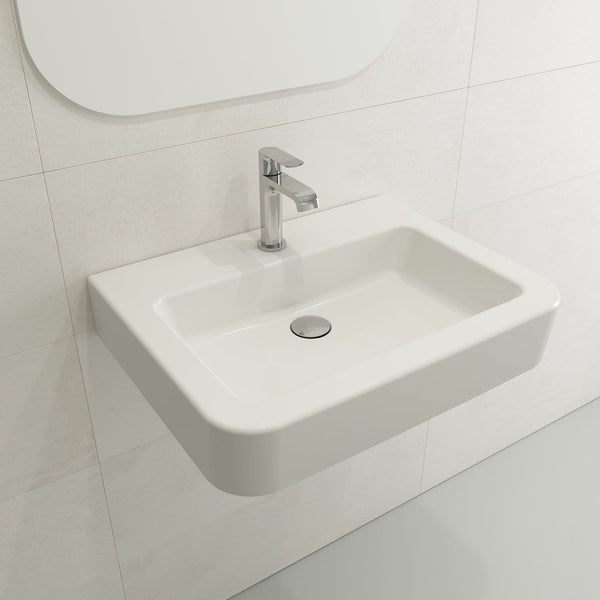 BOCCHI PARMA 25.5 Wall-Mounted Sink Fireclay 1-Hole With Overflow