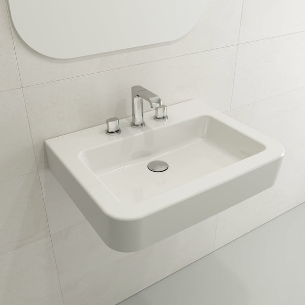 BOCCHI PARMA 25.5 Wall-Mounted Sink Fireclay 3-Hole With Overflow