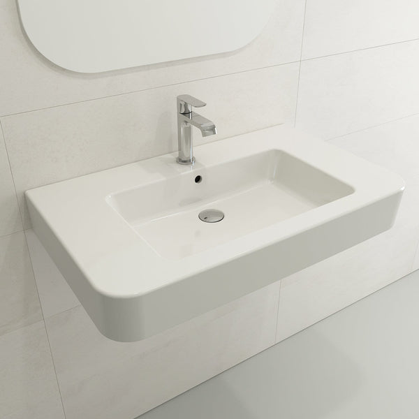 BOCCHI PARMA 33.5 Wall-Mounted Sink Fireclay 1-Hole With Overflow
