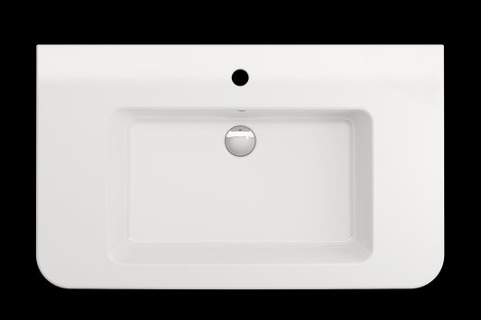 BOCCHI PARMA 33.5" Wall-Mounted Sink Fireclay 1-Hole With Overflow