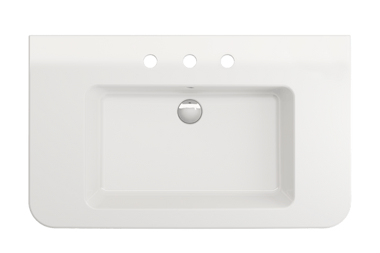 BOCCHI PARMA 33.5" Wall-Mounted Sink Fireclay 3-Hole With Overflow in white