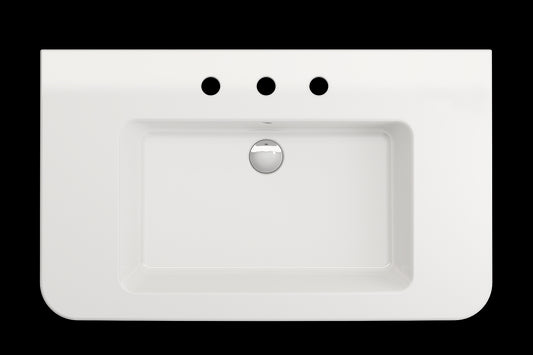 BOCCHI PARMA 33.5" Wall-Mounted Sink Fireclay 3-Hole With Overflow