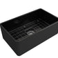 BOCCHI CLASSICO 30" Fireclay Farmhouse Single Bowl Kitchen Sink with Protective Bottom Grid and Strainer