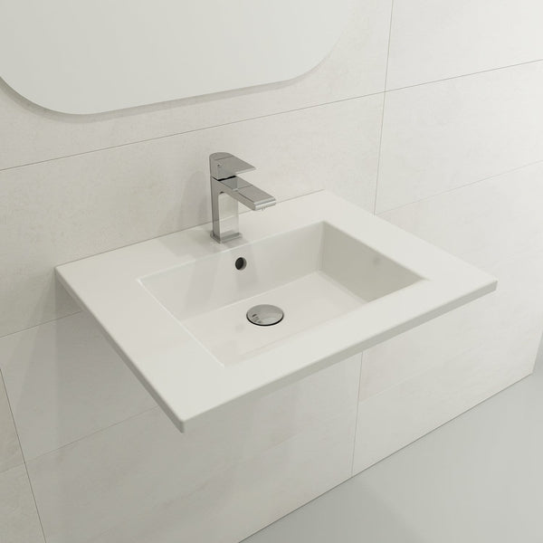BOCCHI RAVENNA 24.5 Wall-Mounted Sink Fireclay 1-Hole With Overflow