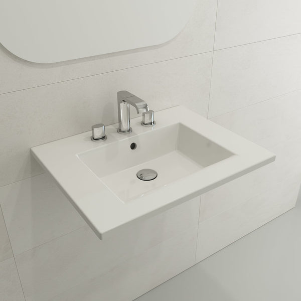 BOCCHI RAVENNA 24.5 Wall-Mounted Sink Fireclay 3-Hole With Overflow